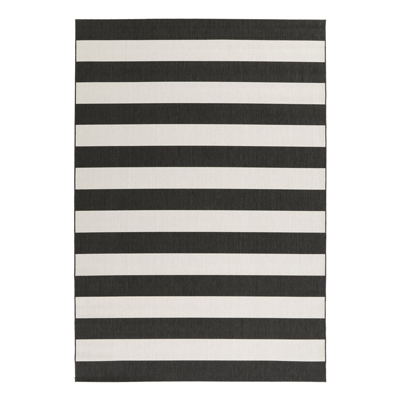 Zipcode Design Cecil Stripes Flatweave Black/White Rug & Reviews